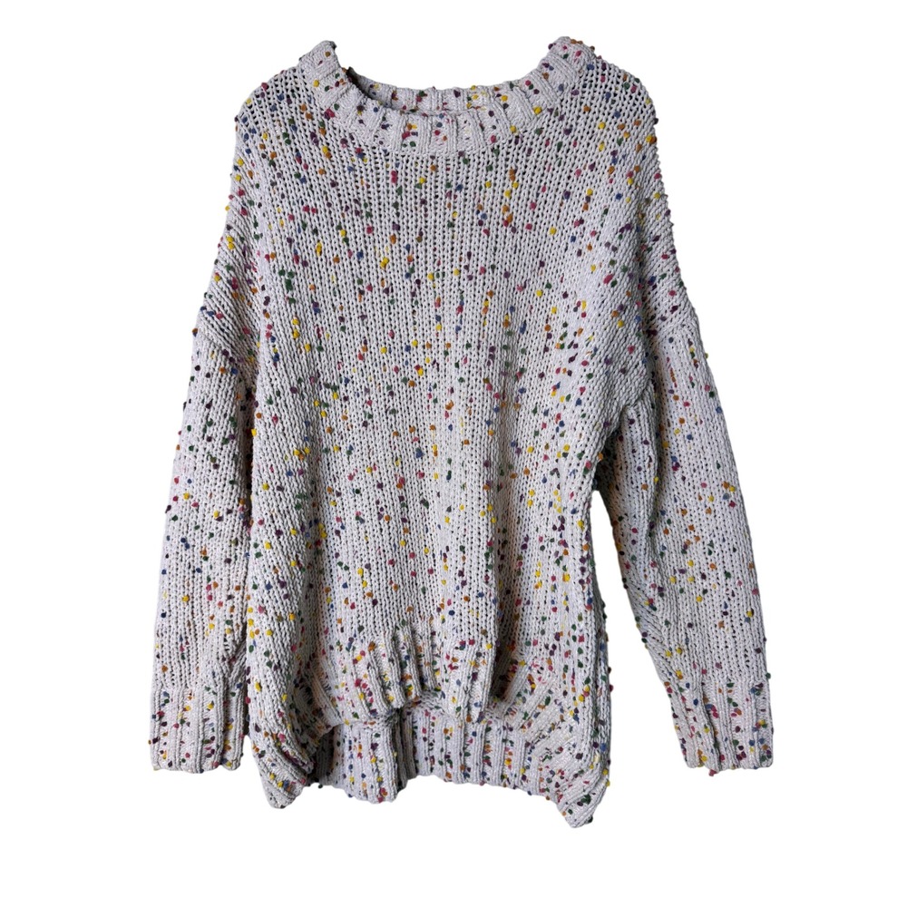 Seven7 Womens Cream Confetti Chunky Bobble Knit Oversized Sweater 7M7579A Medium